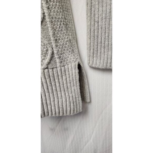 J Crew Cable Knit Patchwork Wool Blend Round Neck Long Sleeve Sweater Gray XXS - Picture 7 of 10